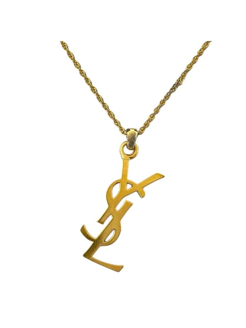 Saint Laurent Pendant YSL Logo Cassandra Metal Gold